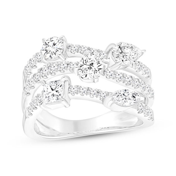 All You Are Multi-Shape Lab-Grown Diamond Three-Row Ring 2 ct tw 14K White Gold