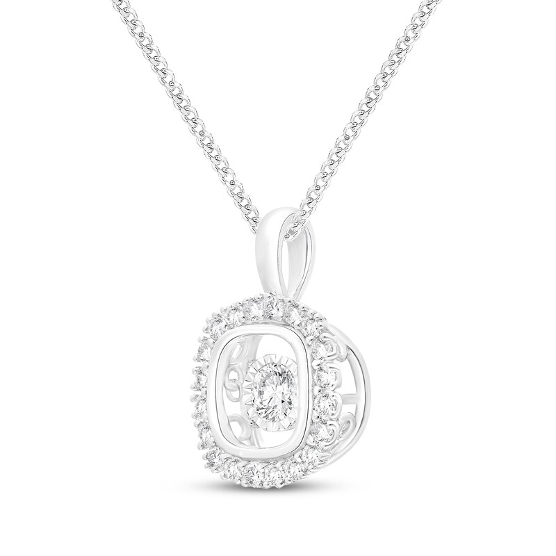Main Image 2 of Unstoppable Love Diamond Cushion Halo Necklace 5/8 ct tw 10K White Gold 19"