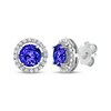 Thumbnail Image 1 of Tanzanite & White Topaz Halo Stud Earrings Sterling Silver