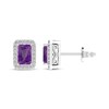 Thumbnail Image 1 of Octagon-Cut Amethyst & White Lab-Created Sapphire Stud Earrings Sterling Silver