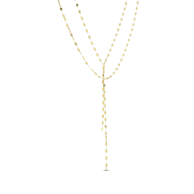 Main Image 2 of Solid Layered Mirror Chain Lariat Necklace 10K Yellow Gold 17"