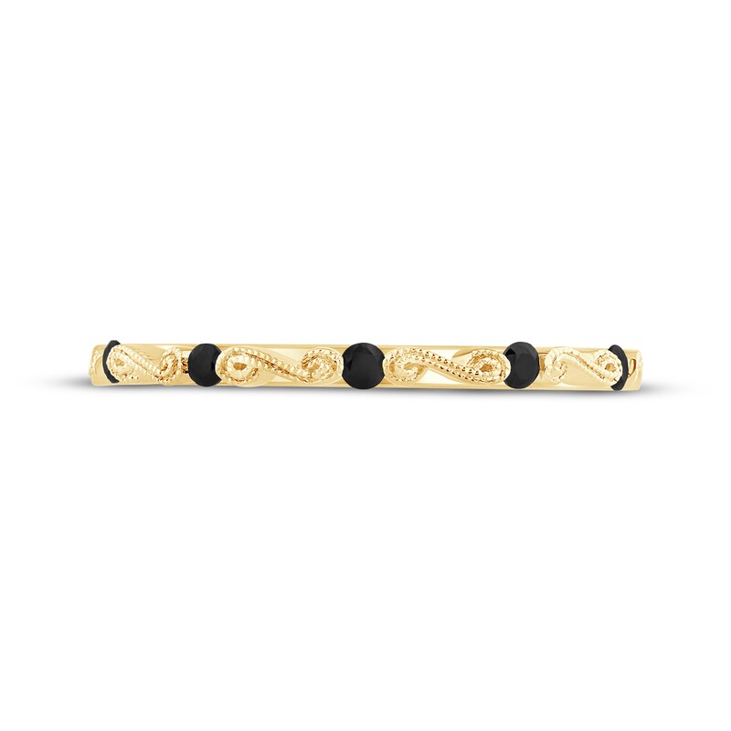 Main Image 3 of Adore Black Diamond Milgrain Swirl Stackable Wedding Band 1/10 ct tw 14K Yellow Gold