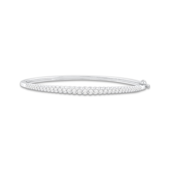 Diamond Graduated Bangle Bracelet 1 ct tw 14K White Gold 7"