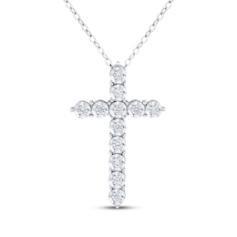 Diamond Cross Necklace 1/4 ct tw Sterling Silver 18"