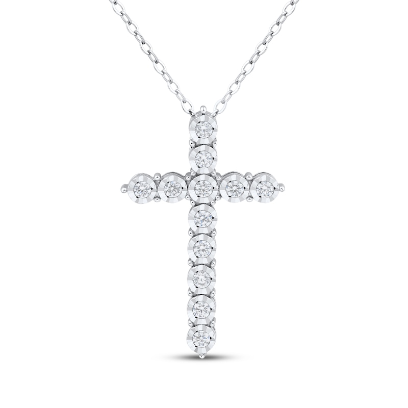 Main Image 1 of Diamond Cross Necklace 1/4 ct tw Sterling Silver 18"