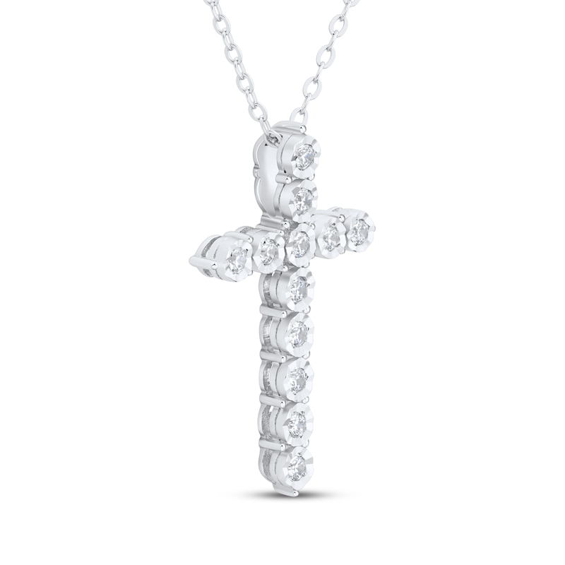Main Image 2 of Diamond Cross Necklace 1/4 ct tw Sterling Silver 18"