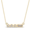 Thumbnail Image 1 of Baguette & Round-Cut Diamond "Victory" Bar Necklace 1/20 ct tw 10K Yellow Gold 18"