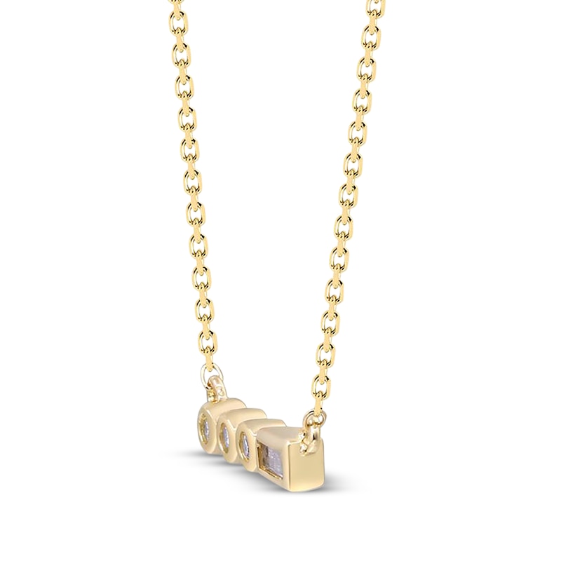Main Image 2 of Baguette & Round-Cut Diamond "Victory" Bar Necklace 1/20 ct tw 10K Yellow Gold 18"