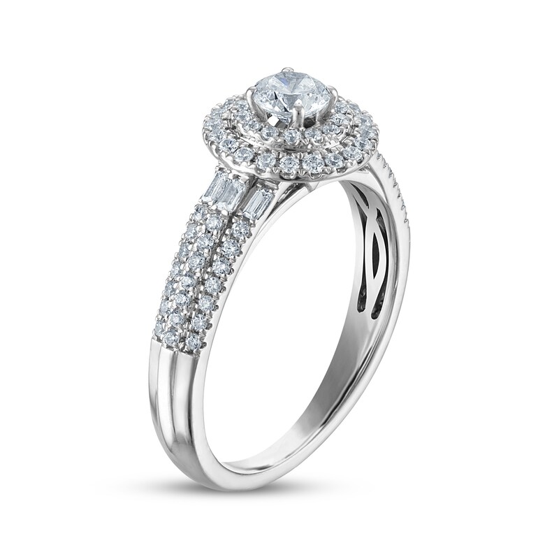Main Image 2 of Adore Round-Cut Diamond Double Halo Engagement Ring 3/4 ct tw 14K White Gold