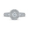 Thumbnail Image 3 of Adore Round-Cut Diamond Double Halo Engagement Ring 3/4 ct tw 14K White Gold