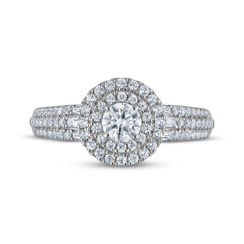 Main Image 3 of Adore Round-Cut Diamond Double Halo Engagement Ring 3/4 ct tw 14K White Gold
