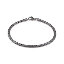 Men's Antique-Finish Snake Chain Bracelet 4mm Black Ion-Plated Hollow Stainless Steel 9"