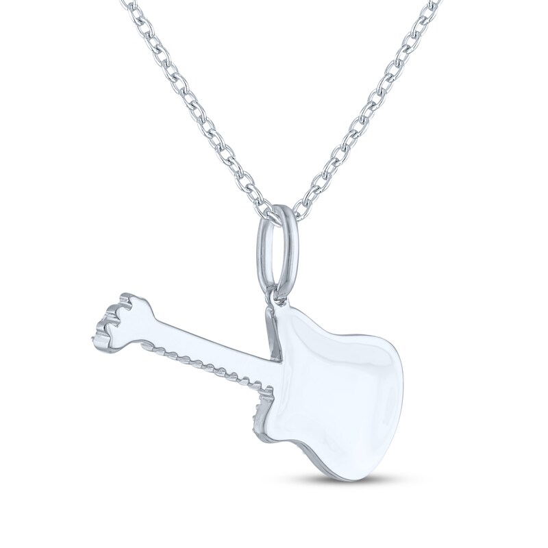 Main Image 4 of Guitar Necklace with Diamond Accents Sterling Silver 18"