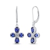 Thumbnail Image 1 of Pear-Shaped Blue Lab-Created Sapphire Drop Earrings Sterling Silver