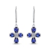 Thumbnail Image 2 of Pear-Shaped Blue Lab-Created Sapphire Drop Earrings Sterling Silver