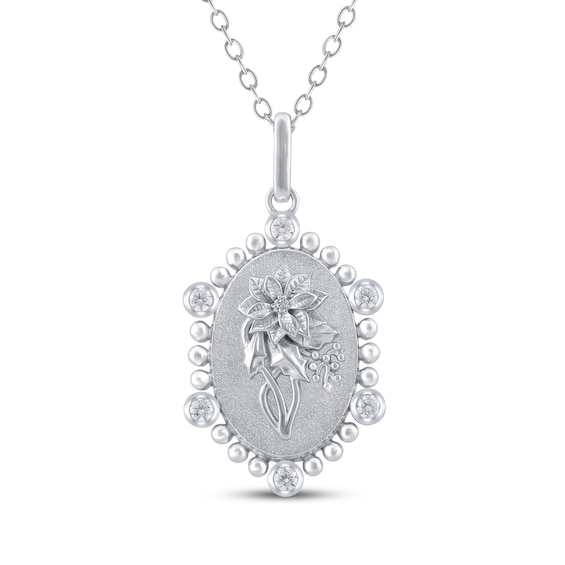 Holly Birth Flower Diamond Necklace 1/10 ct tw Sterling Silver 18"
