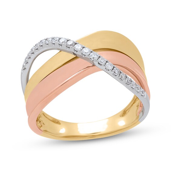 Diamond Crossover Wave Ring 1/5 ct tw 10K Two-Tone Gold