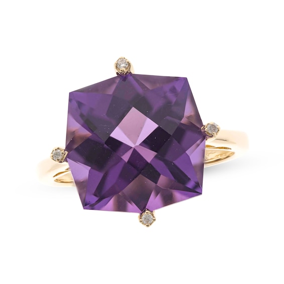 Cirari Couture Cushion-Cut Amethyst & Diamond Accent Ring 14K Yellow Gold
