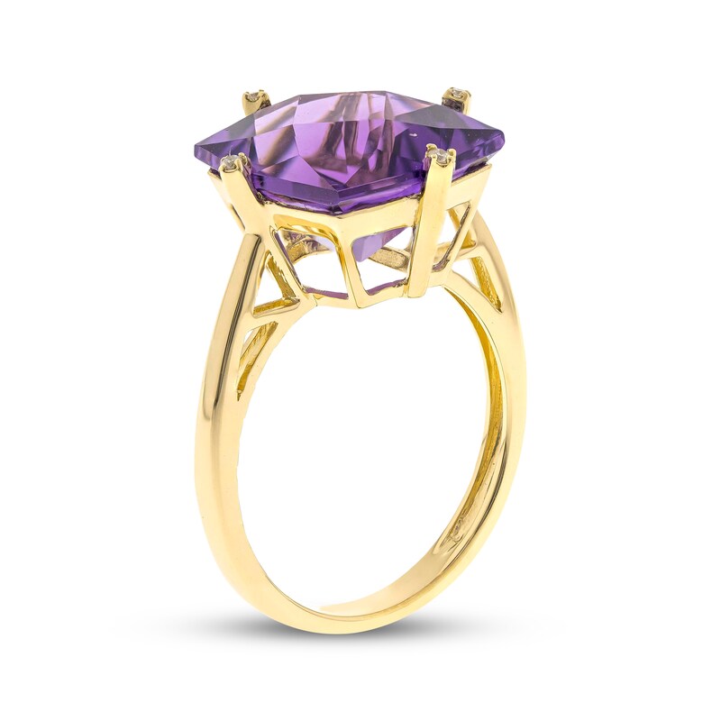 Main Image 2 of Cirari Couture Cushion-Cut Amethyst & Diamond Accent Ring 14K Yellow Gold