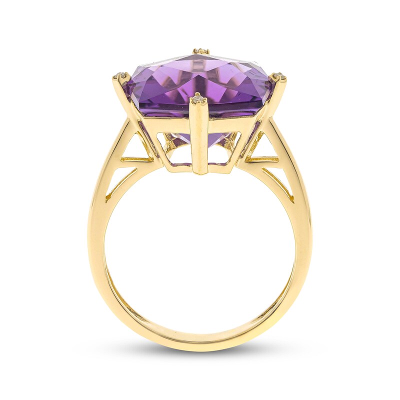 Main Image 3 of Cirari Couture Cushion-Cut Amethyst & Diamond Accent Ring 14K Yellow Gold