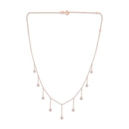 Diamond Bezel-Set Dangle Station Necklace 1/4 ct tw 14K Rose Gold-Plated Sterling Silver 20"