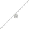 Thumbnail Image 2 of Diamond Heart Charm Paperclip Chain Bracelet 1/4 ct tw Sterling Silver 7.5"