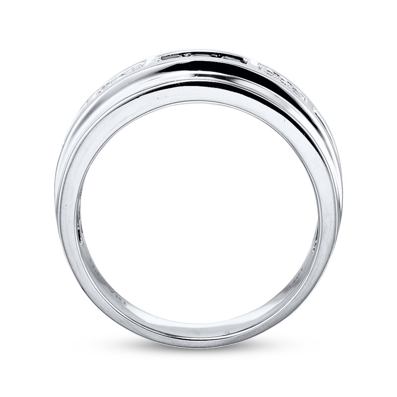 Main Image 2 of Adore Men's Sapphire Ring 1/10 ct tw Round-cut Diamonds 10K White Gold