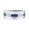 Thumbnail Image 3 of Adore Men's Sapphire Ring 1/10 ct tw Round-cut Diamonds 10K White Gold