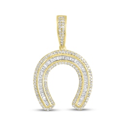 Men's Baguette & Round-Cut Diamond Horseshoe Charm 3/4 ct tw 10K Yellow Gold