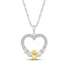 Thumbnail Image 1 of Diamond Claddagh Heart Necklace 1/10 ct tw Sterling Silver & 10K Yellow Gold 18"