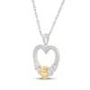 Thumbnail Image 2 of Diamond Claddagh Heart Necklace 1/10 ct tw Sterling Silver & 10K Yellow Gold 18"