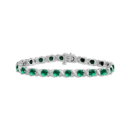 Lab-Created Emerald "XO" Bracelet Sterling Silver 7.5"