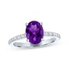 Thumbnail Image 1 of Oval-Cut Amethyst & White Lab-Created Sapphire Ring Sterling Silver
