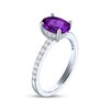 Thumbnail Image 2 of Oval-Cut Amethyst & White Lab-Created Sapphire Ring Sterling Silver