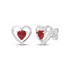 Thumbnail Image 1 of Heart-Shaped Lab-Created Ruby & White Lab-Created Sapphire Heart Stud Earrings Sterling Silver