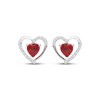 Thumbnail Image 2 of Heart-Shaped Lab-Created Ruby & White Lab-Created Sapphire Heart Stud Earrings Sterling Silver