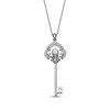 Thumbnail Image 1 of Cultured Pearl & White Lab-Created Sapphire Key Necklace Sterling Silver 18"
