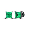 Thumbnail Image 1 of Men's Square-Cut Lab-Created Emerald Solitaire Stud Earrings Sterling Silver