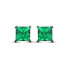 Thumbnail Image 2 of Men's Square-Cut Lab-Created Emerald Solitaire Stud Earrings Sterling Silver