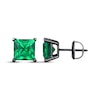 Thumbnail Image 3 of Men's Square-Cut Lab-Created Emerald Solitaire Stud Earrings Sterling Silver