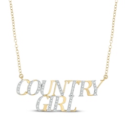 Diamond "Country Girl" Necklace 1/20 ct tw 24K Yellow Gold Vermeil Sterling Silver 18"