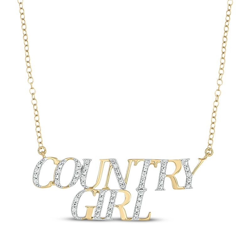 Main Image 1 of Diamond "Country Girl" Necklace 1/20 ct tw 24K Yellow Gold Vermeil Sterling Silver 18"