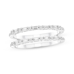 Adore Baguette & Round-Cut Diamond Alternating Enhancer Ring 1/4 ct tw 14K White Gold