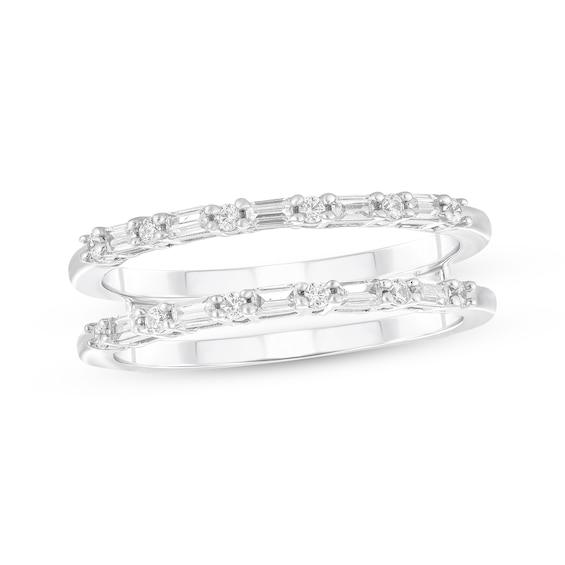 Adore Baguette & Round-Cut Diamond Alternating Enhancer Ring 1/4 ct tw 14K White Gold