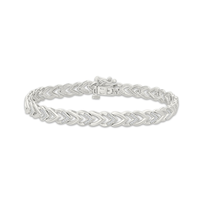 Main Image 1 of Diamond Sideways Heart Link Bracelet 1/3 ct tw Sterling Silver 7"