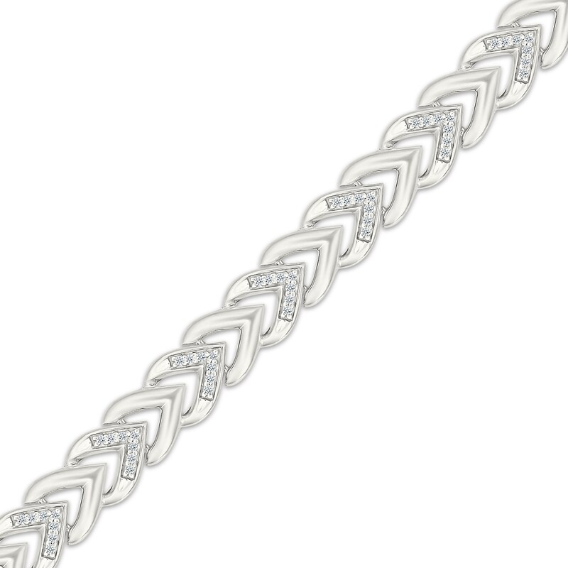Main Image 2 of Diamond Sideways Heart Link Bracelet 1/3 ct tw Sterling Silver 7"