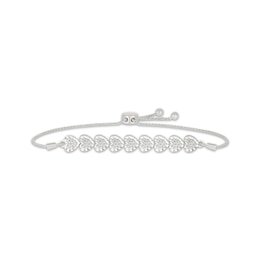 Multi-Diamond Sideways Hearts Bolo Bracelet 1/10 ct tw Sterling Silver