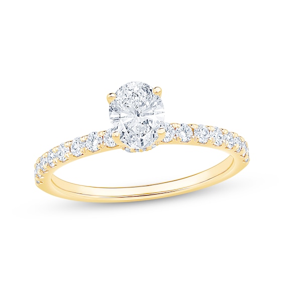 Adore Lab-Grown Diamonds Oval-Cut Engagement Ring 7/8 ct tw 14K Yellow Gold