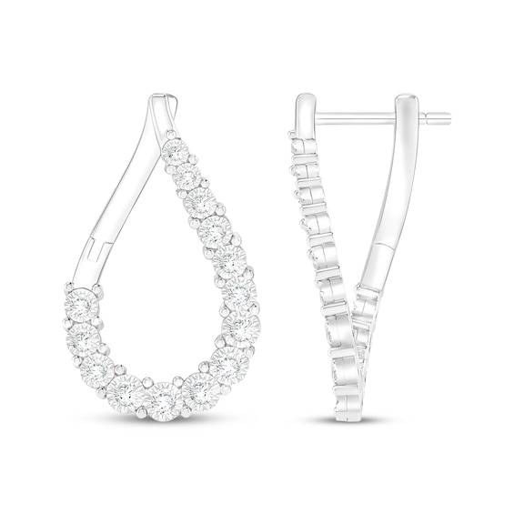 Diamond Teardrop Twist Earrings 1/5 ct tw Sterling Silver