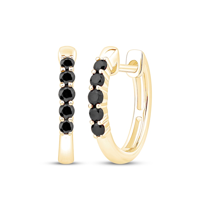 Main Image 1 of Black Diamond Hoop Earrings 1/5 ct tw 10K Yellow Gold